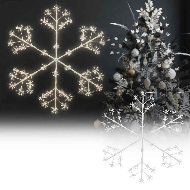 ECD Germany Weihnachtsfigur LED-Schneeflocke Weihnachtsbeleuchtung Fenstersilhouette Fenster Deko, 384 warmweiße LEDs 120cm für Innen/Außen IP44 Wasserdicht