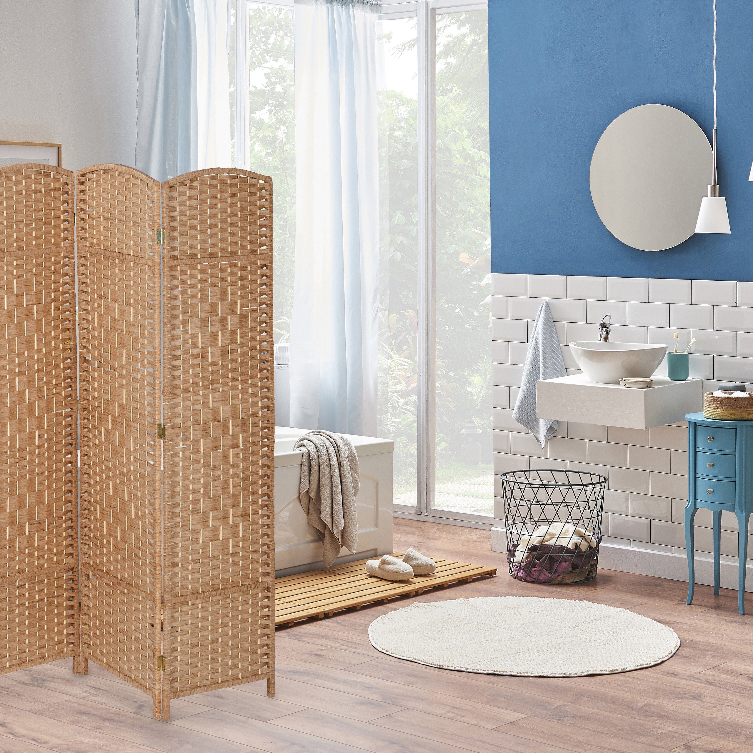 relaxdays Paravent 6-teilig in Natur (6 St) – Bild 5 von 5