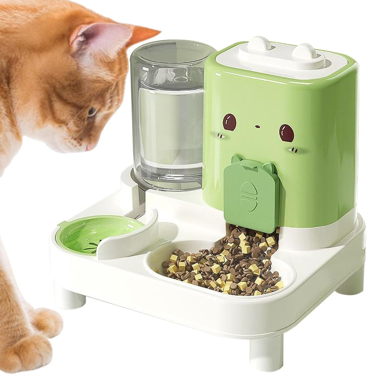 FELIXLEO Fisch-Futterspender Katzenfutterautomat 2 in 1 Futterautomat fuer Katzen Hunde