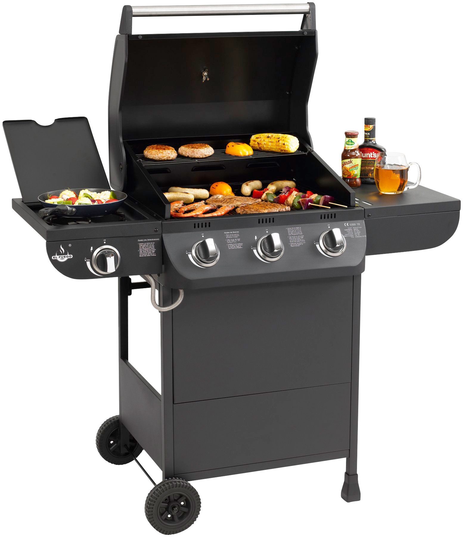 El Fuego Gasgrill Columbus 3+1, BxTxH: 117,5x58,5x107,5 cm