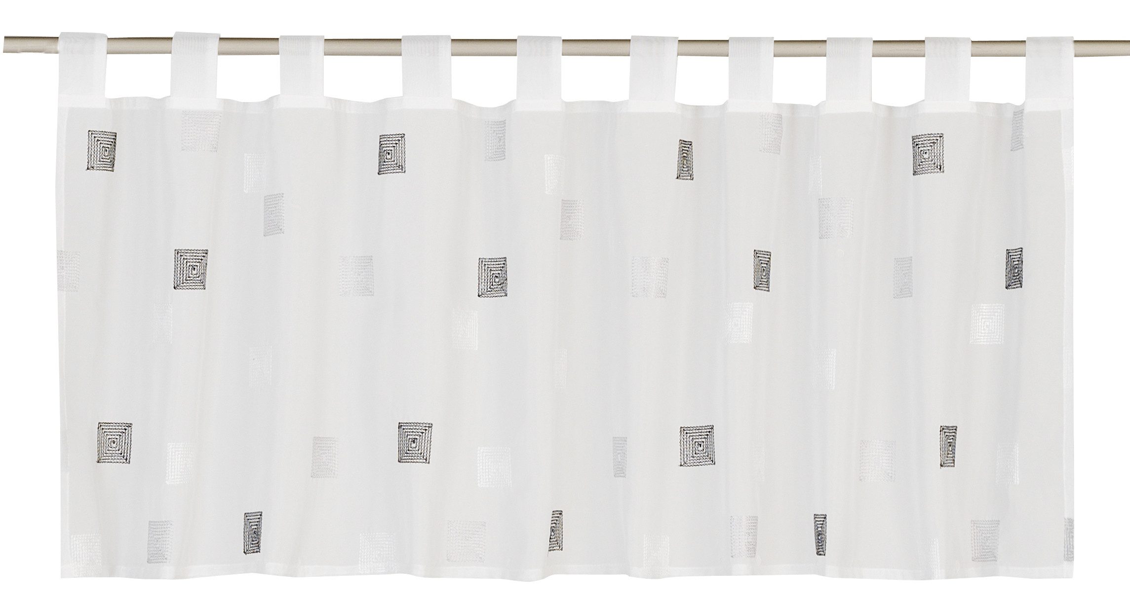 ELBERSDRUCKE Scheibengardine Bistrogardine Quadro weiß-grau transparent 48x günstig online kaufen