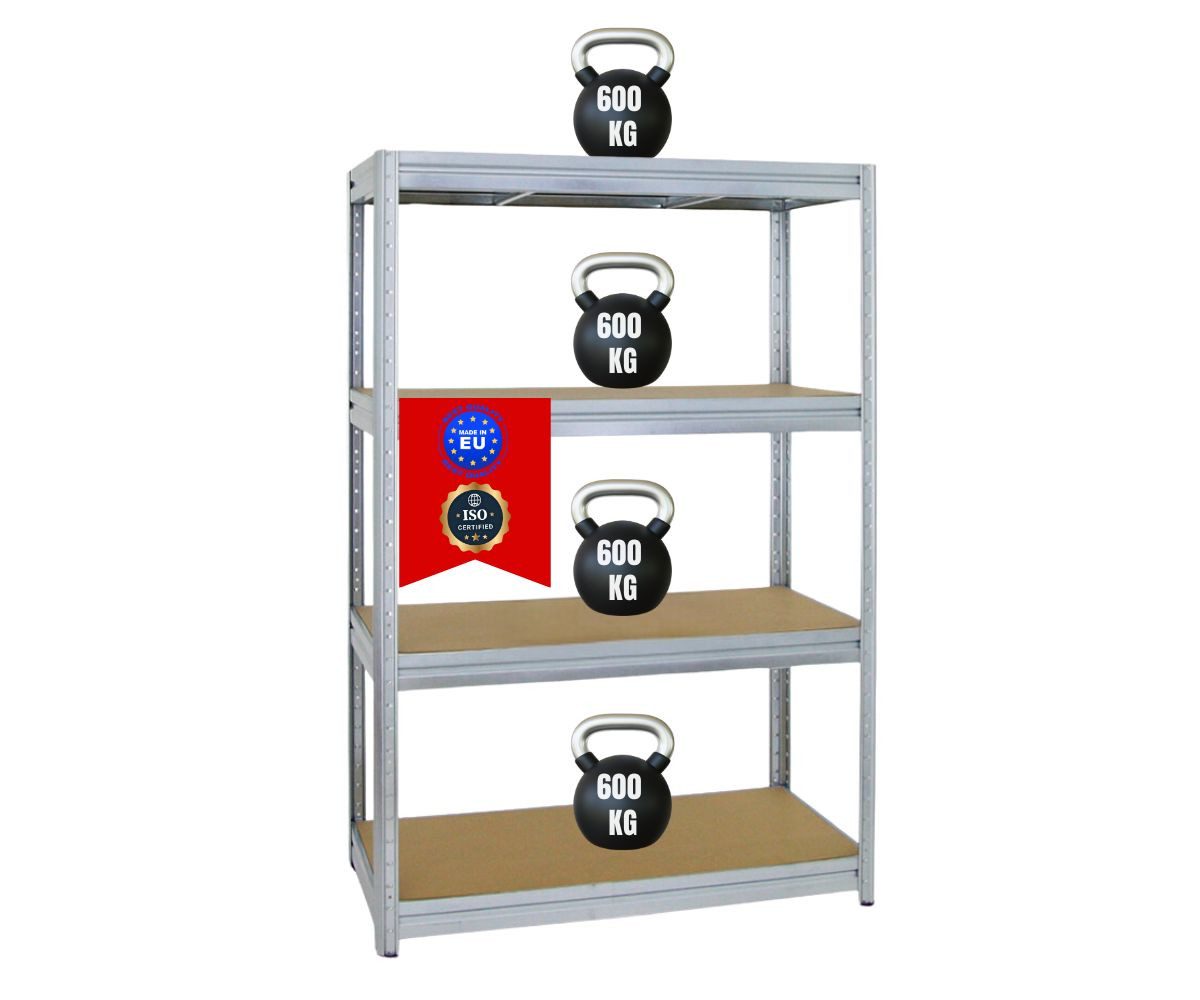 PROREGAL® Schwerlastregal Robustes Steckregal Lastenregal DINO mit 4 stabilen Fachböden, 4 Ebenen Steckmontage ohne Werkzeug hohe Belastbarkeit