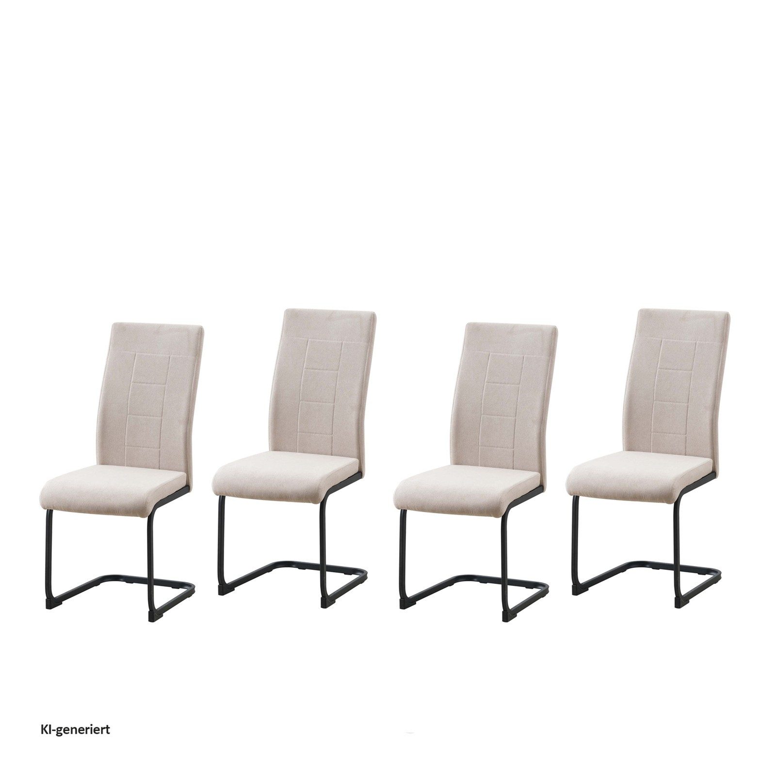 HTI-Line Freischwinger Schwingstuhl 4er-Set Creme LennyP (Set, 4 St), Freischwinger Esszimmerstuhl Kufengestell aus Metall