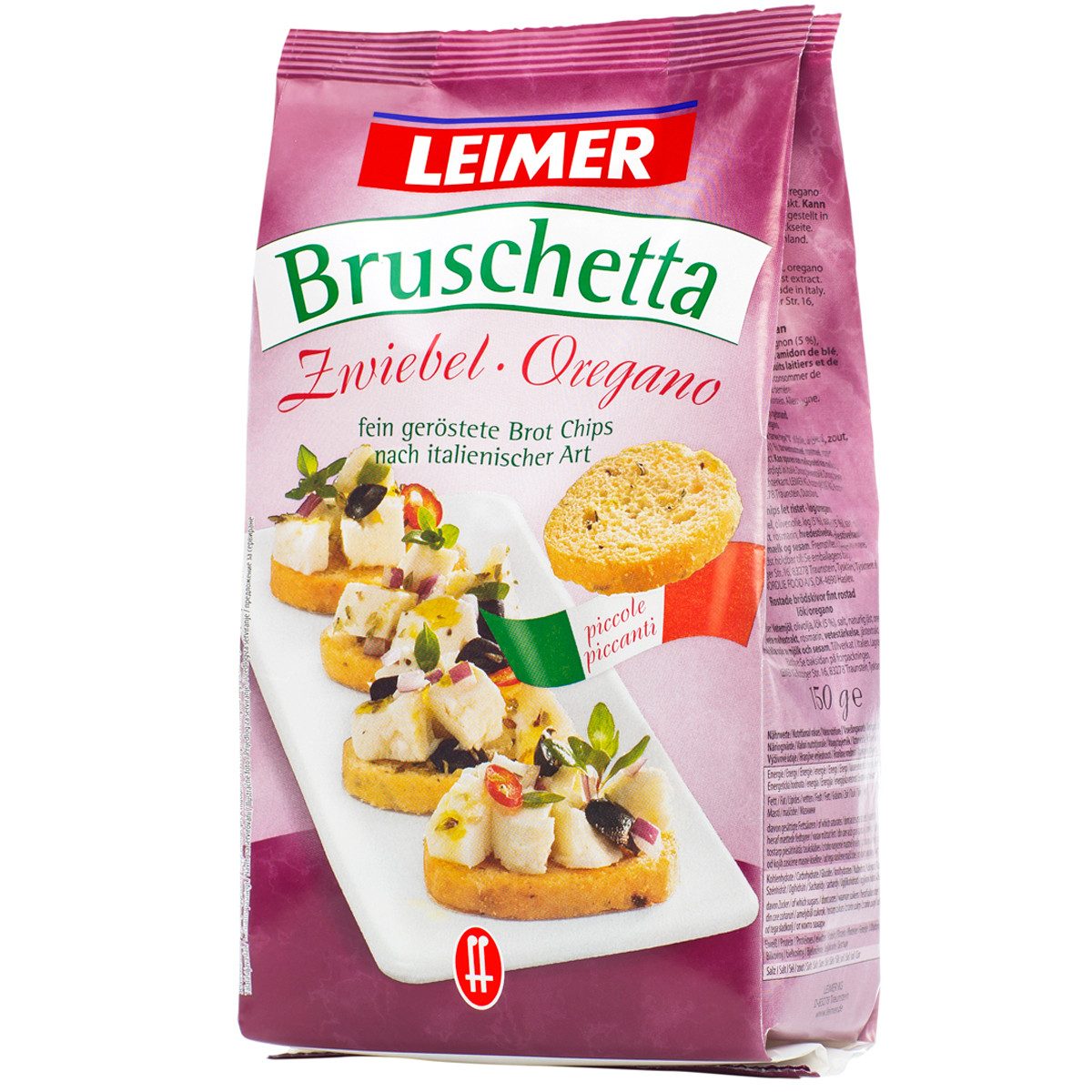 Leimer Knabberei, Leimer Bruschetta geröstete Brot Chips Zwiebel und Oregano 150g