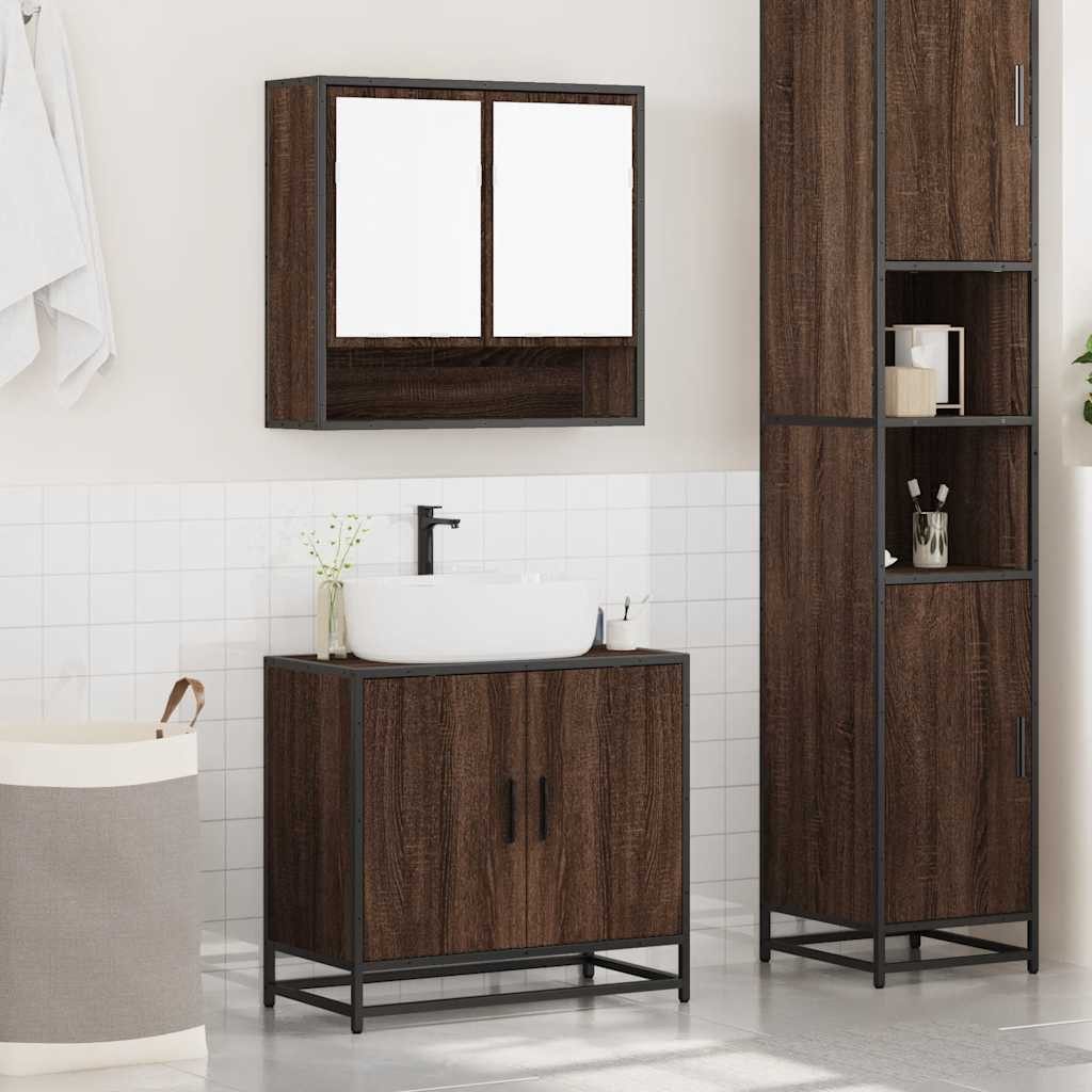 vidaXL Badezimmer-Set 2-tlg. Badmöbel-Set Braun Eichen-Optik günstig online kaufen