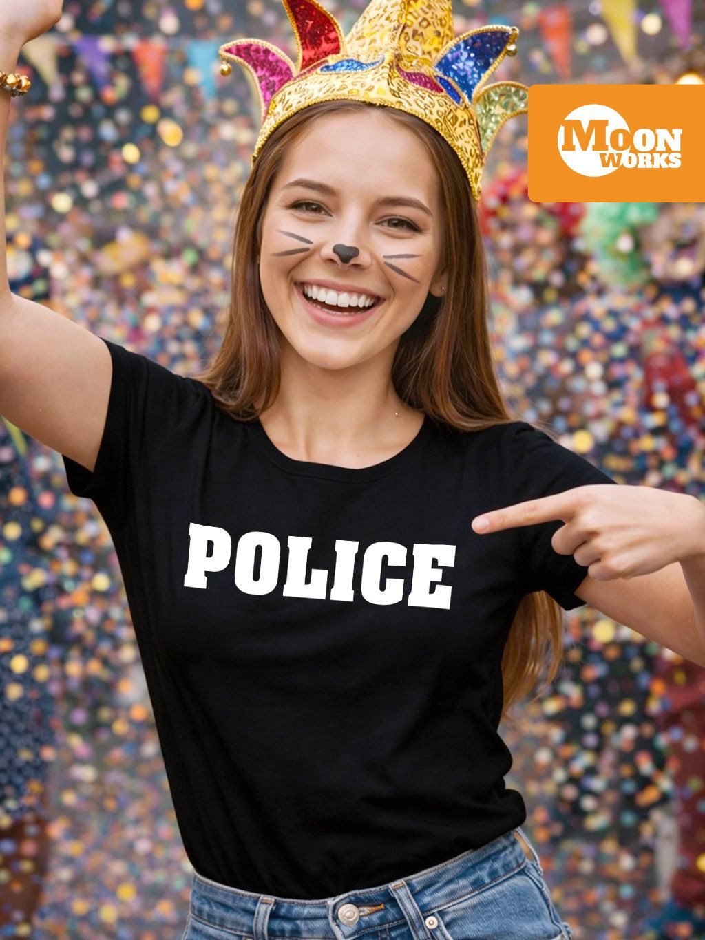 MoonWorks Print-Shirt Damen T-Shirt Fasching Police Polizei Polizistin Fasc günstig online kaufen