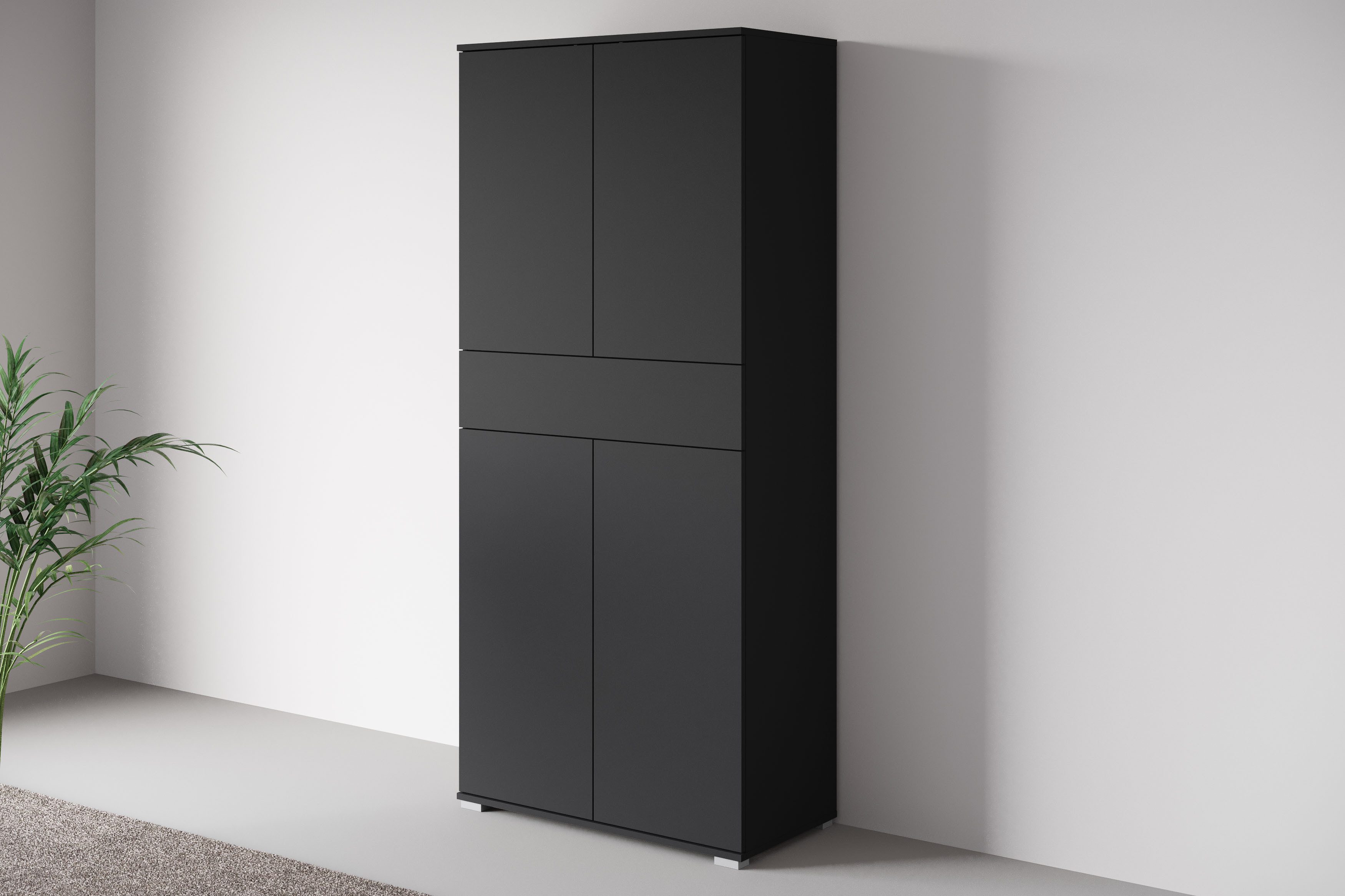 OTTO home Aktenschrank Kenia, Stauraumschrank 80 cm breit mit Schublade (1-St) Griffloses Design mit Push-to-Open und verstellbaren Einlegeböden