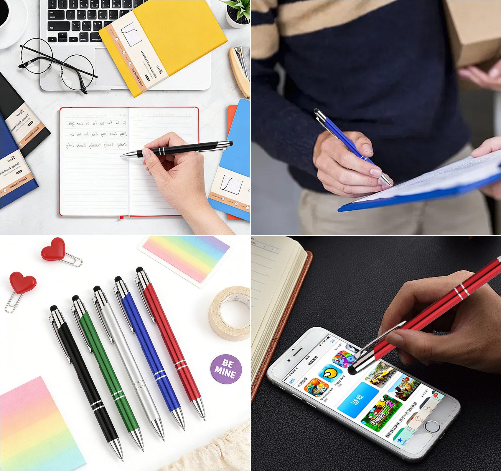 lindahandel Kugelschreiber 2-in-1 Kugelschreiber mit Touchscreen Stift, blaue Mine, (10-tlg), Kugelschreiber für Smartphone & Tablet, Büro & Schule – Bild 4 von 5