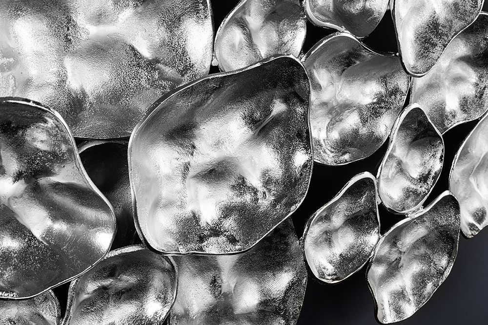riess-ambiente Wanddekoobjekt VARIATION 105cm silber · handmade Dekoobjekt aus Metall mit Halterung (Einzelartikel, 1 St), Wandschmuck mit abstrakten Kreisen · Unikat · waagerechtes Kunstwerk