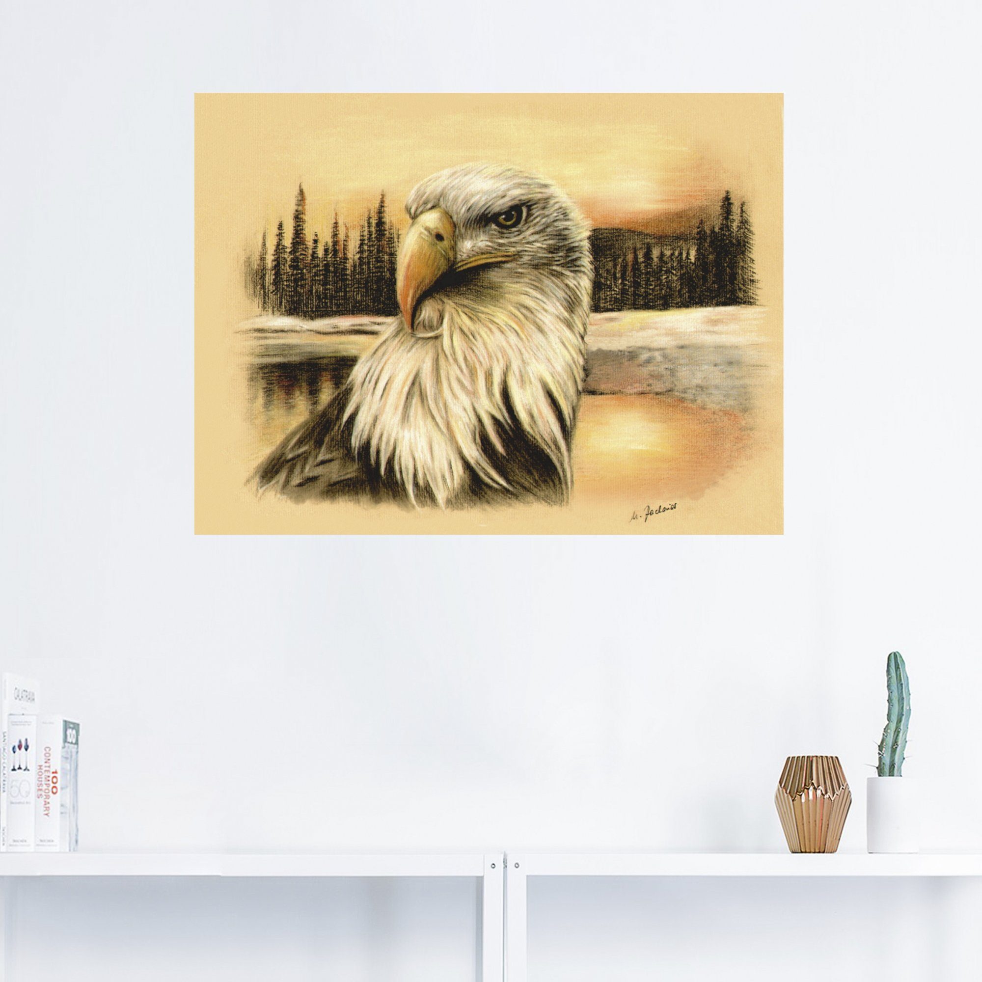 Leinwandbild, Weißkopfseeadler Poster Größen Vögel versch. Artland oder Alubild, als (1 handgemalt, St), Wandaufkleber Wandbild in