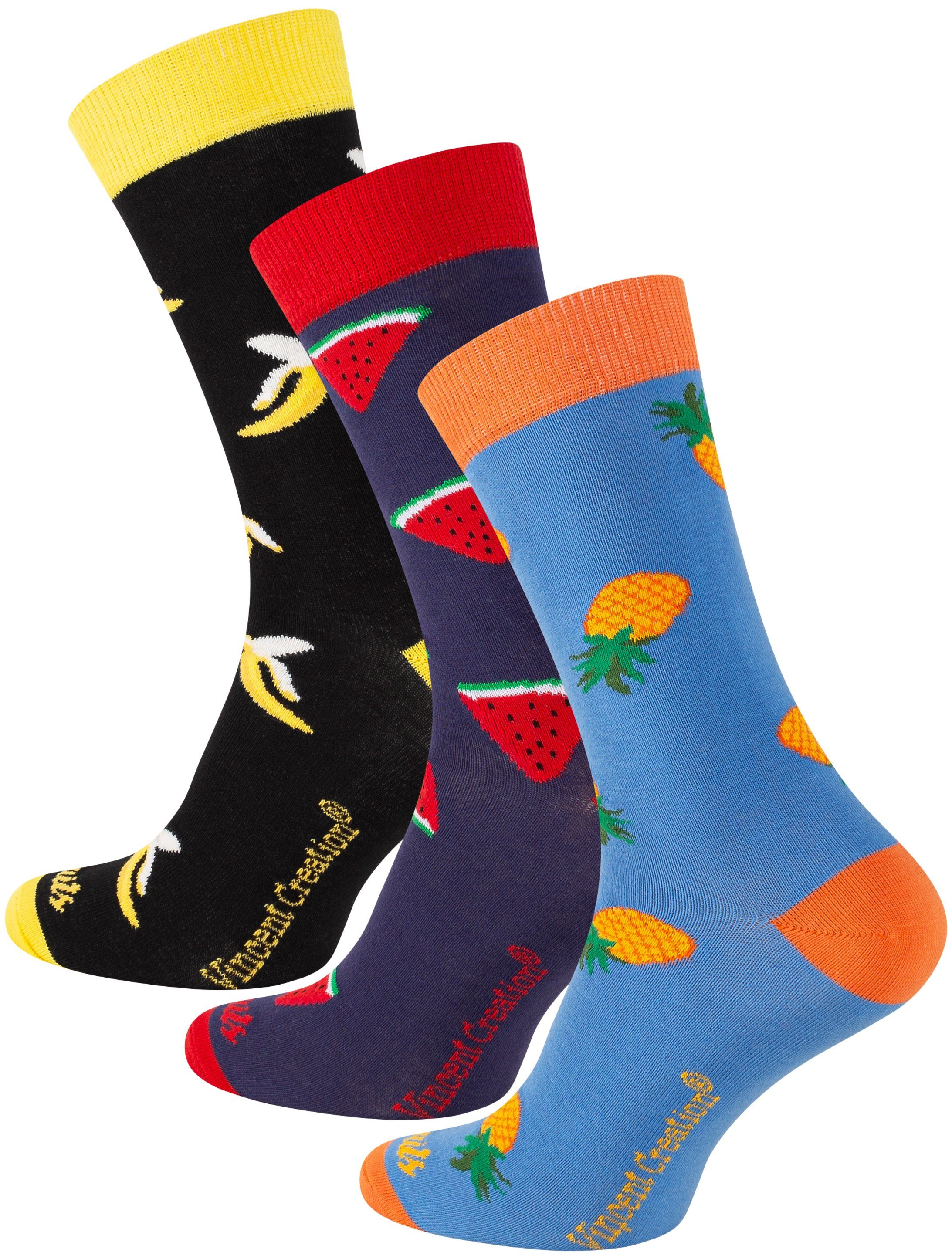 Vincent Creation® Socken (3-Paar) in angenehmer Baumwollqualität mit Früchte Design