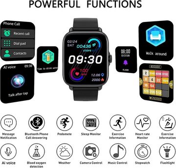 AOYATE Smartwatch, Damen Herren Smartwatch, Fitness Tracker Uhr Smartwatch (Fitnessuhr mit Telefonfunktion,Smartwatch Fitness Tracker Uhr IP67 Wasserdicht,1.7" HD Voll Touchscreen Fitnessuhr Tracker mit Blutsauerstoff /Pulsmesser /Sportuhr /Schrittzähler /Schlafmonitor Aktivitätstracker usw für iOS/Android Uhren Watch 1+1 Uhrenarmband cm Zoll)