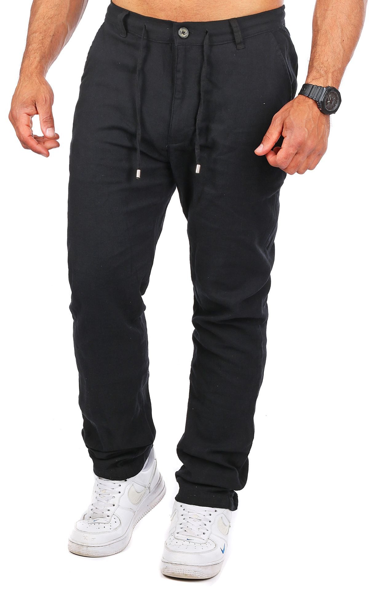 CARISMA Chinos Herren Leinen Baumwoll Mix Hose lang angenehm regular fit 2220-RF in Unifarbe