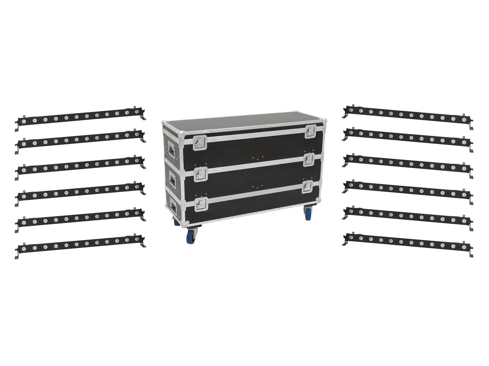 Discolicht EUROLITE Set 12x LED BAR-12 QCL RGBA Leiste + Case L