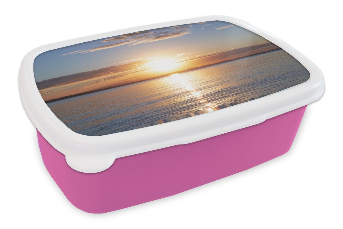 MuchoWow Lunchbox Meer - Sonne - Farben, Kunststoff, (2-tlg), Brotbox für Erwachsene, Brotdose Kinder, Snackbox, Mädchen, Kunststoff rosa
