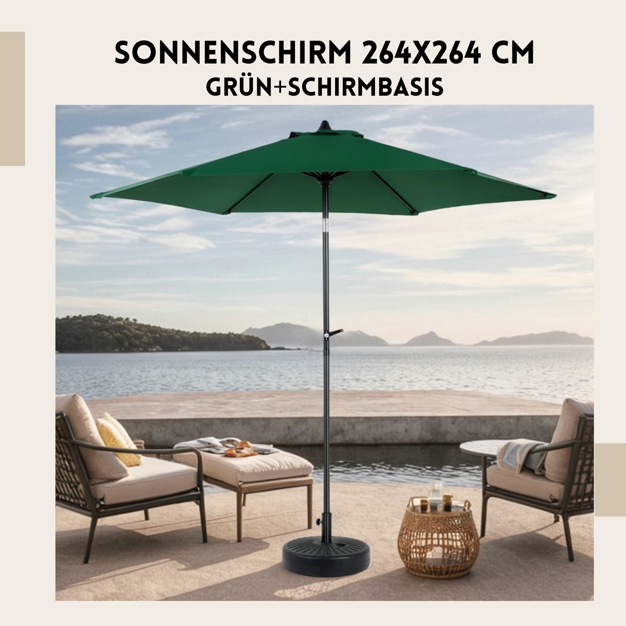 SeedWave Sonnenschirm mit wasserdichtem Polyester, 360°Drehung, günstig online kaufen