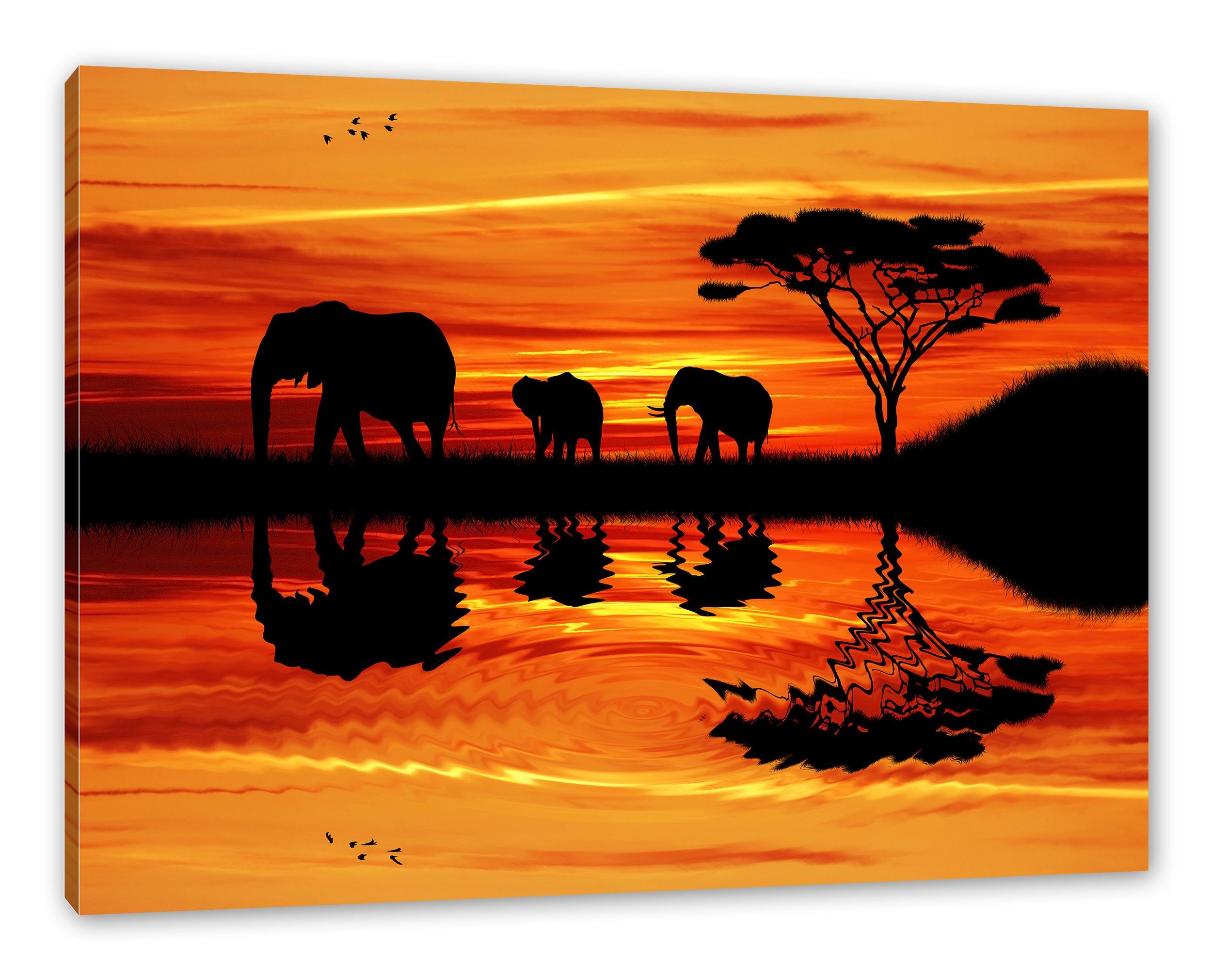 Pixxprint Leinwandbild Afrika Elefant in Sonnenschein, günstig online kaufen