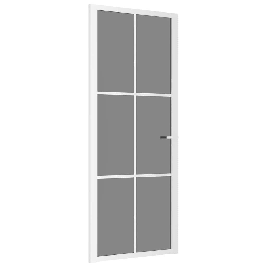 vidaXL Haustür Innentür 83x201,5 cm Weiß ESG-Glas und Aluminium (1-St)