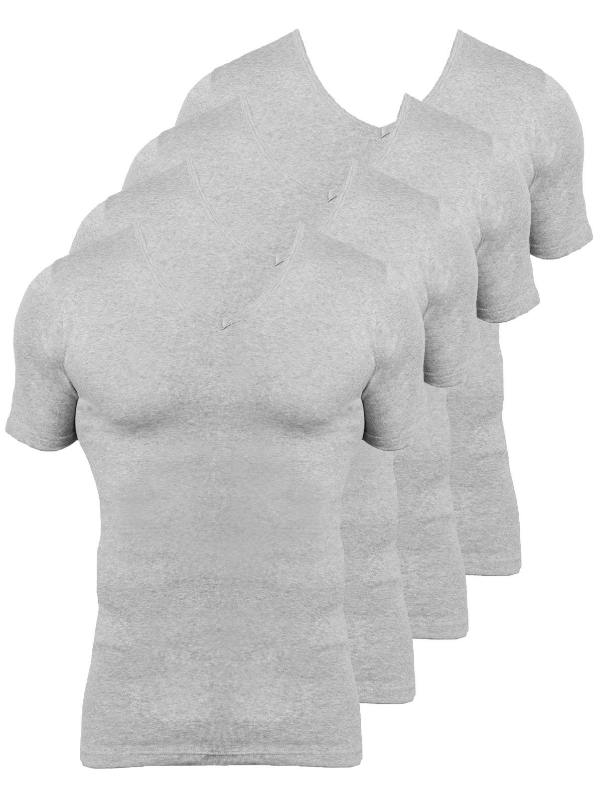 Unterziehshirt KUMPF steingrau-melange 4er Markenqualität T-Shirt Herren hohe Sparpack Bio Cotton (Spar-Set, 4-St)