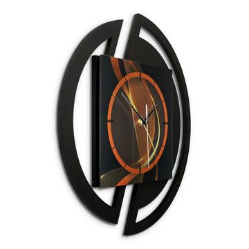 Kreative Feder Wanduhr Runde 3D Designer-Wanduhr „Dynamic“ in modernem Metallic-Look (ohne Ticken; Funk- oder Quarzuhrwerk; elegant, außergewöhnlich, modern)