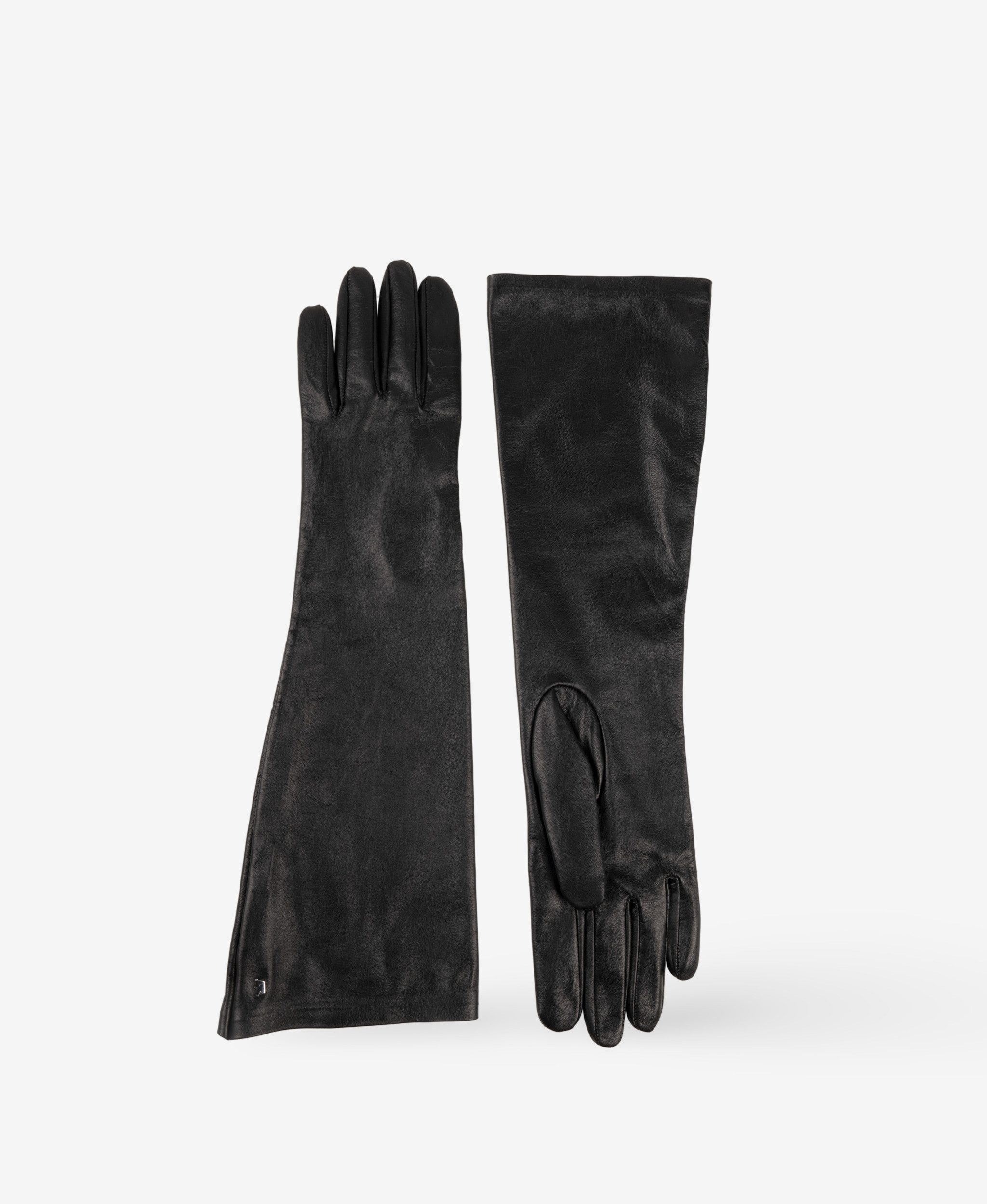 GLAMIRA Lederhandschuhe Jane schwarze Lederhandschuhe bis zum Ellbogen (2-St) Ellenbogenlänge