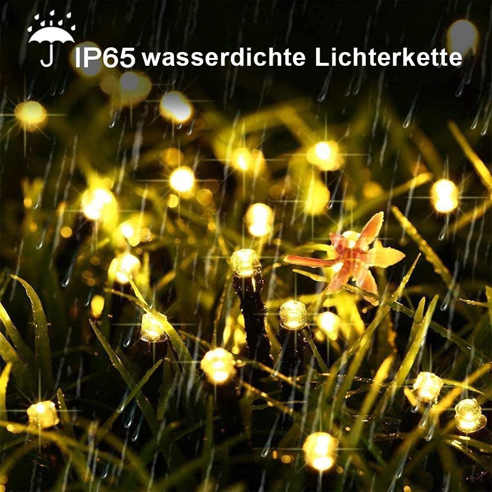 Wasserdichte Solar Warmweiß 100 Außenbeleuchtung Lichterketten LED Oneid 10m LED-Lichterkette