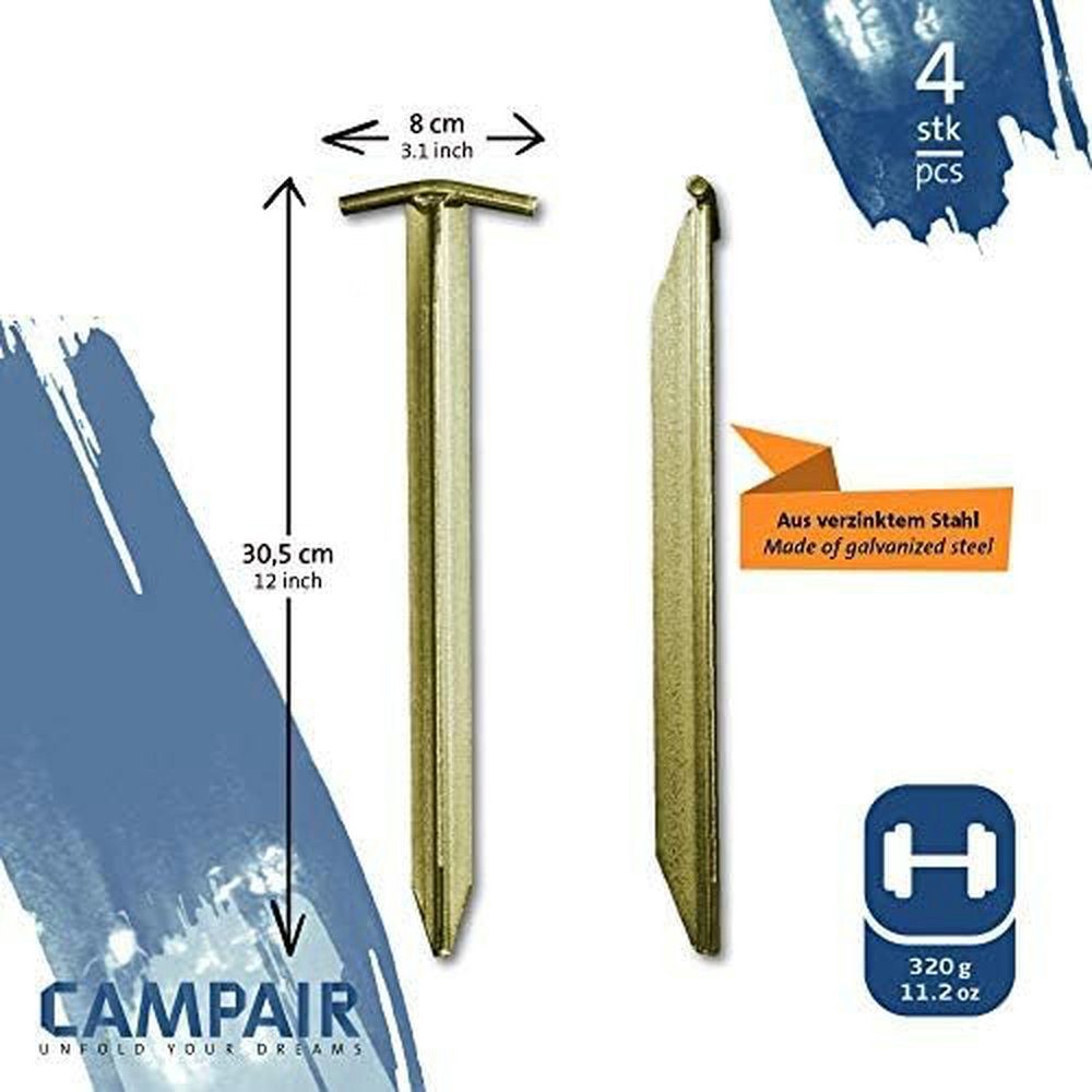 (4-St) aus CAMPAIR T-Profil Zelthering Zelt-Heringe Stahl, verzinktem