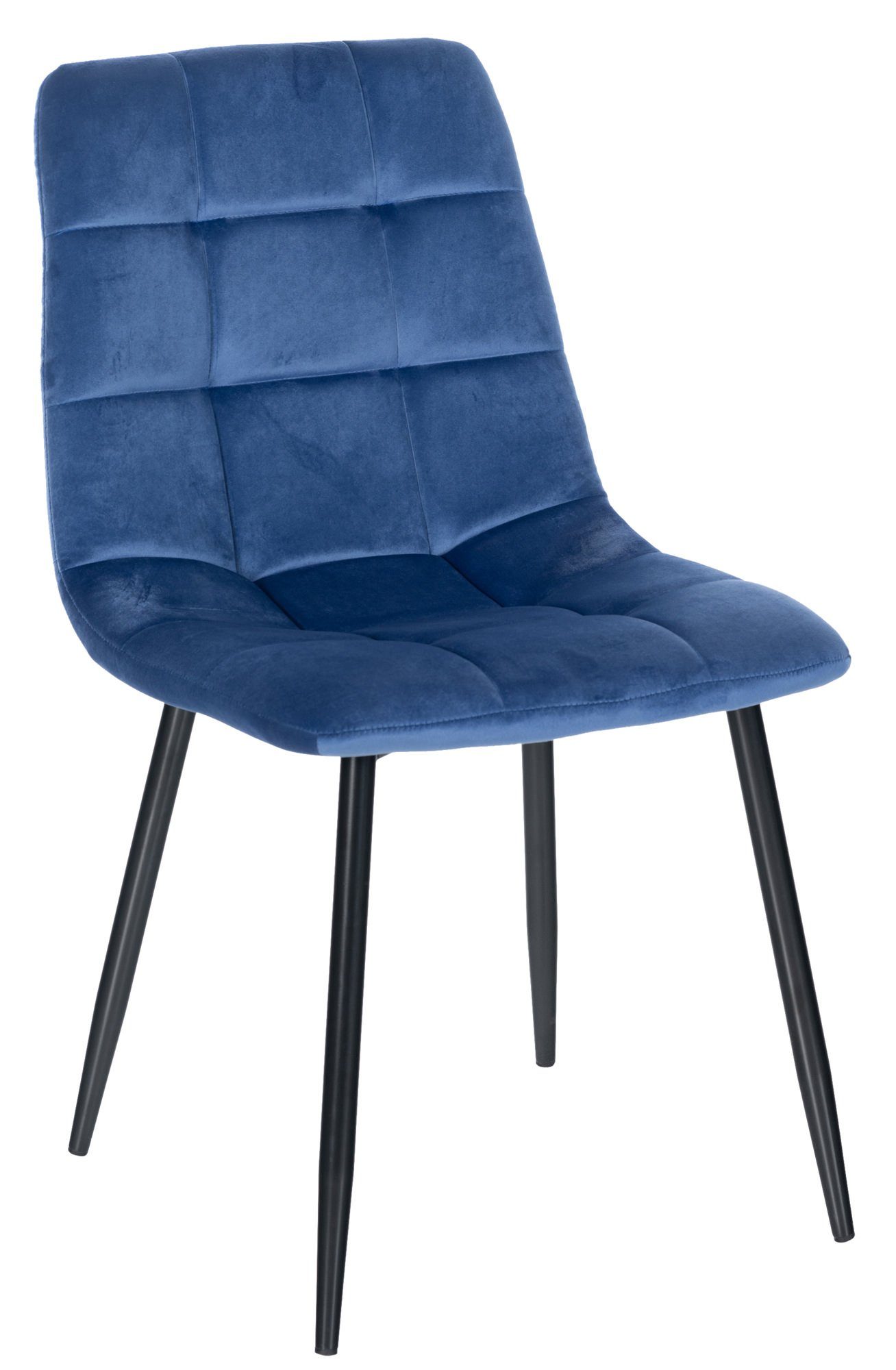 TPFLiving Esszimmerstuhl Atina mit hochwertig gepolsterter Sitzfläche - Konferenzstuhl (Küchenstuhl - Wohnzimmerstuhl), Gestell: Metall schwarz - Sitzfläche: Samt blau