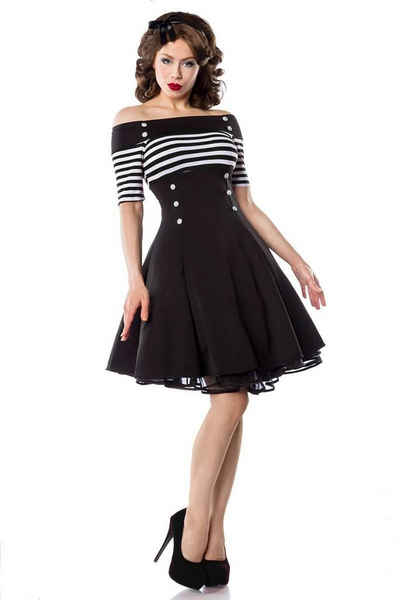 BELSIRA A-Linien-Kleid Schulterfreies Retro Rockabilly Jersey-Kleid 50er Jahre Pin up Vintage Kleid