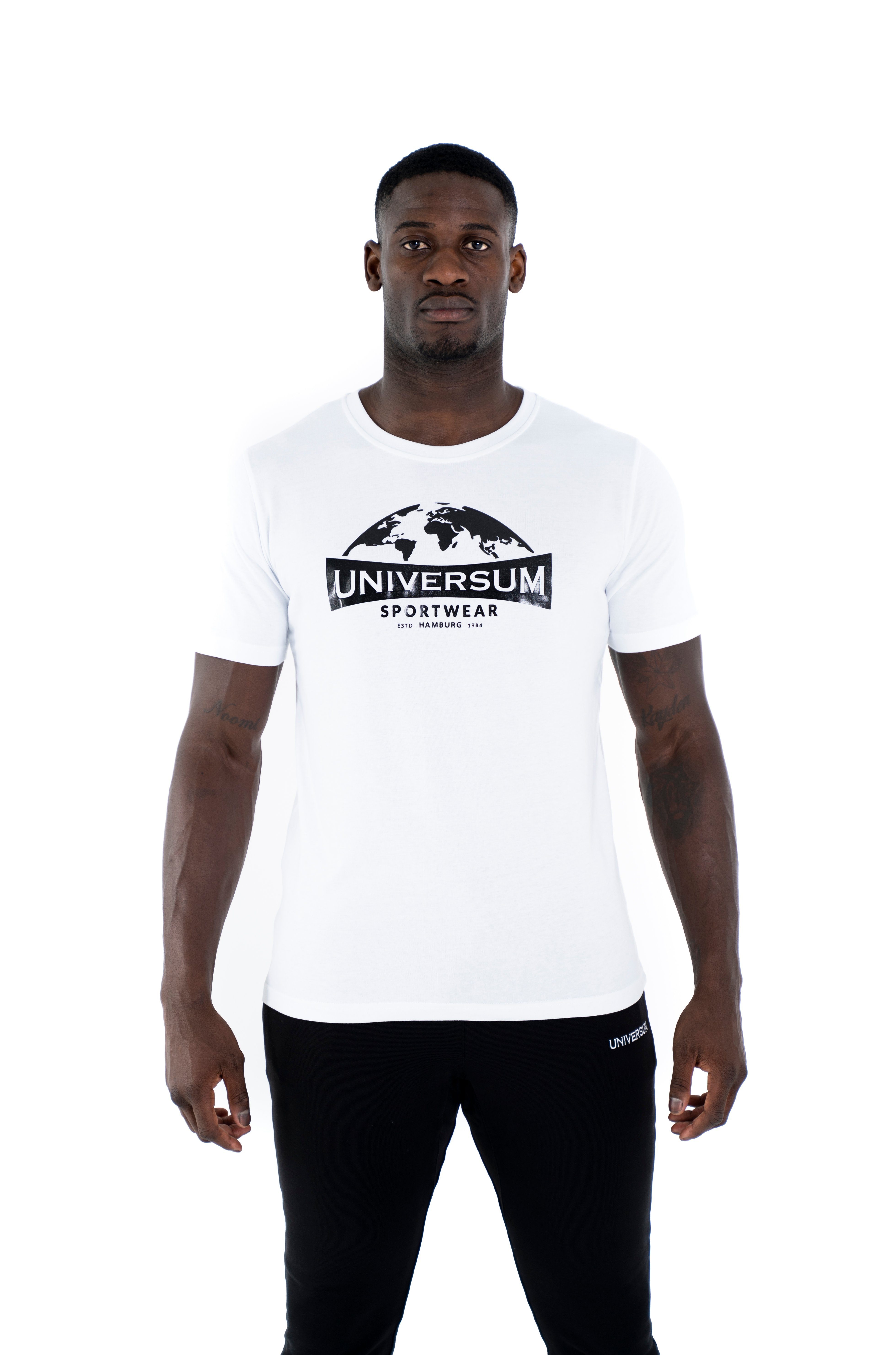 Universum Sportwear T-Shirt Modern Cotton C-Neck Rundhalsausschnitt, 100% Baumwoll Shirt weiß