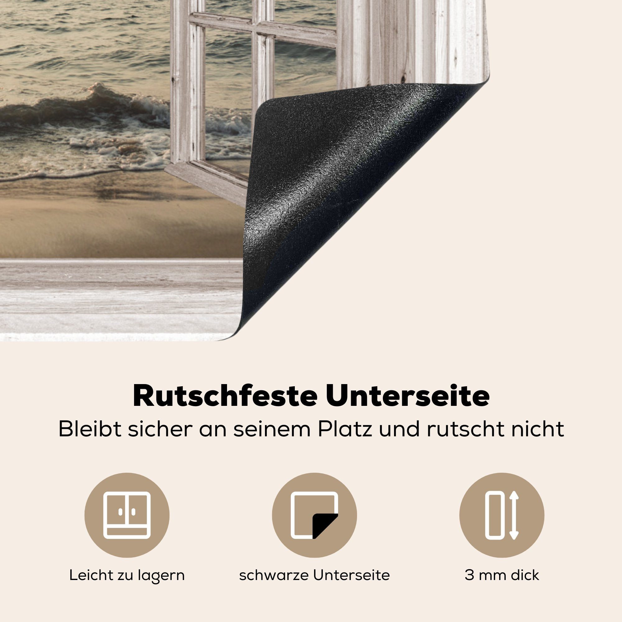 cm, Schutz Meer, Aussicht - Induktionskochfeld - tlg), für MuchoWow Ceranfeldabdeckung Strand 71x52 Herdblende-/Abdeckplatte küche, die (1 Vinyl,