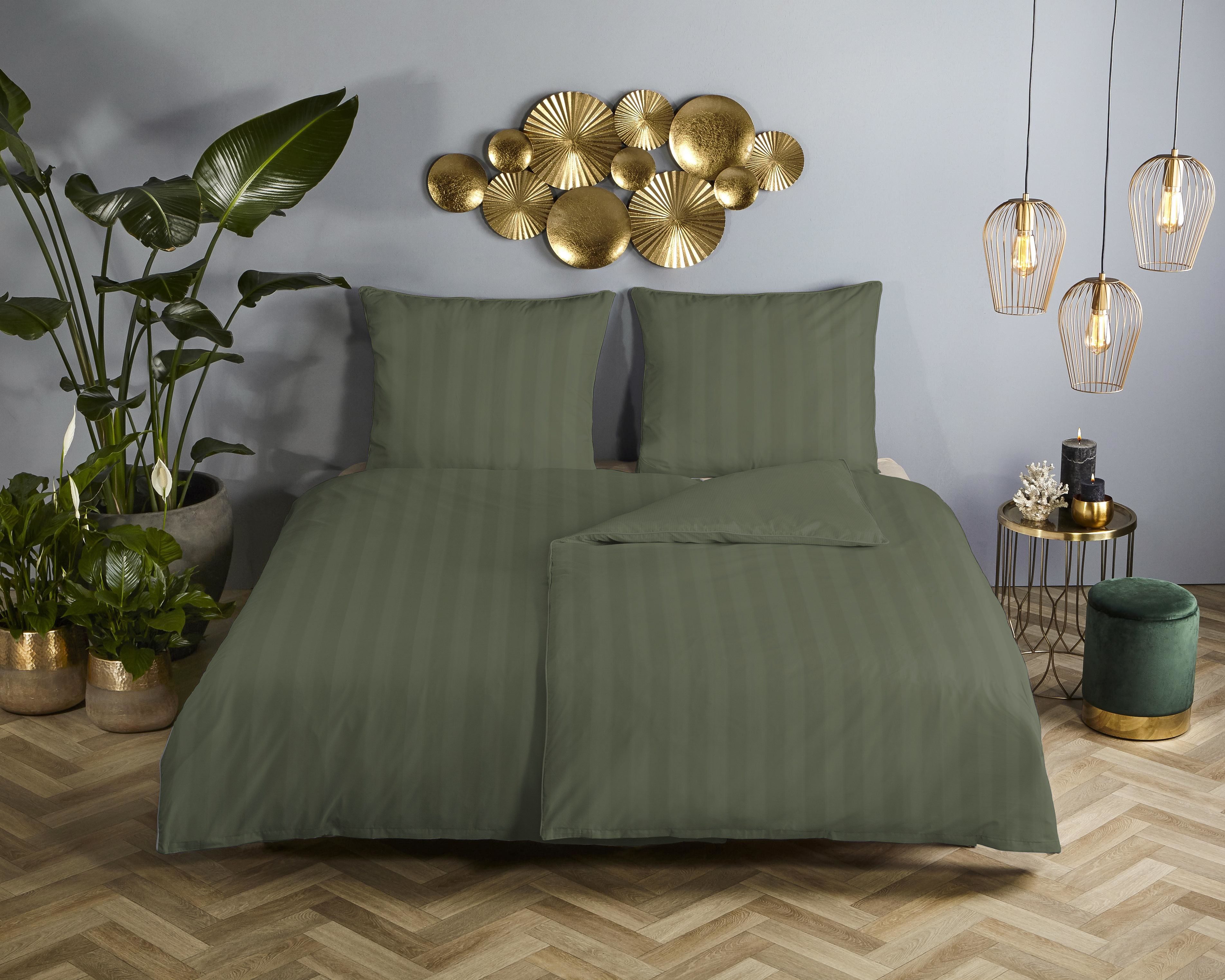 Descanso Wendebettwäsche Hotel Sevilla, Satin, 2 teilig, Satin, Reißverschluss, Wende, Luxe, Streifen, uni