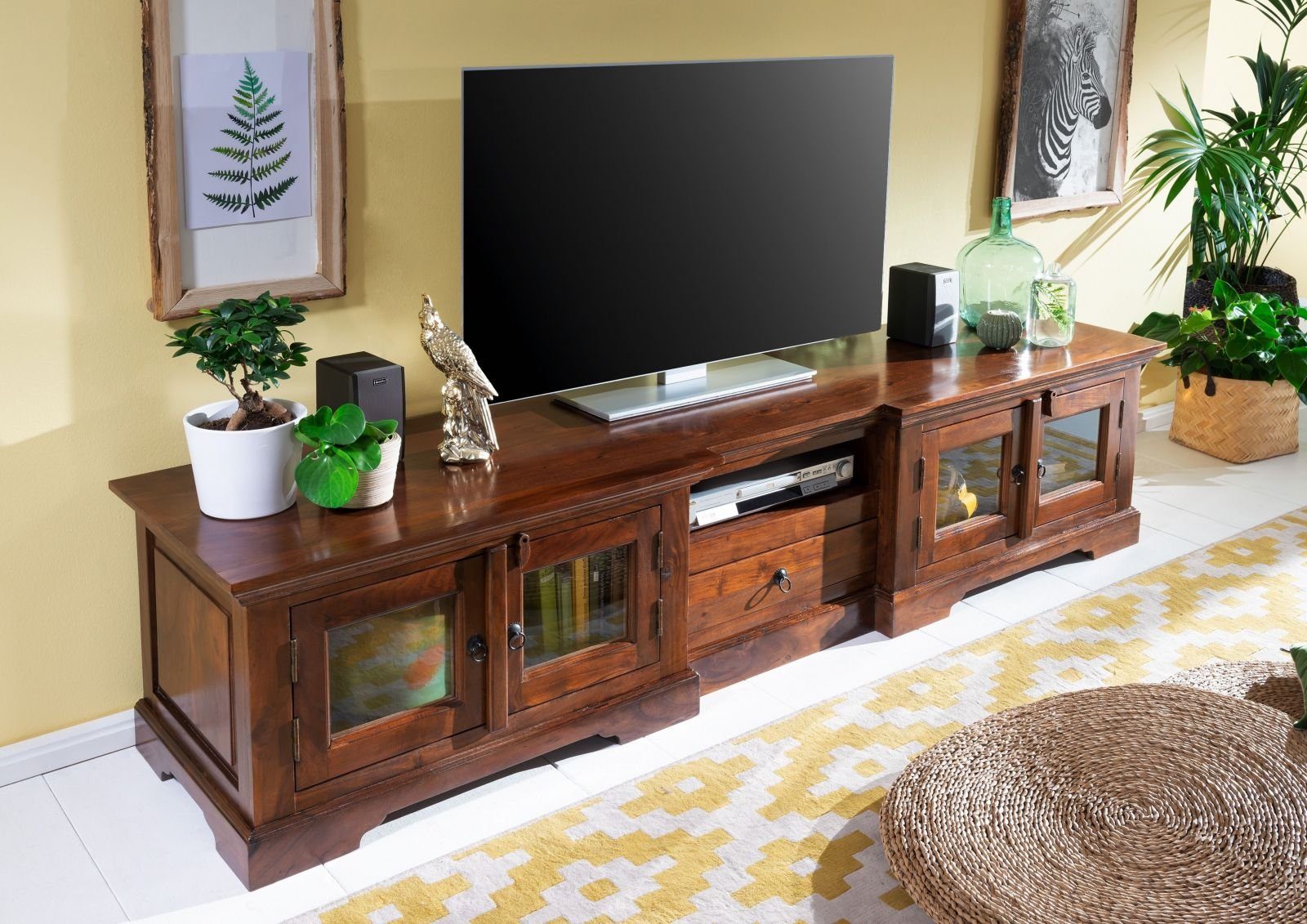 Massivmoebel24 TV-Board (Massivholz), TV-Board Akazie 210x50x50 günstig online kaufen