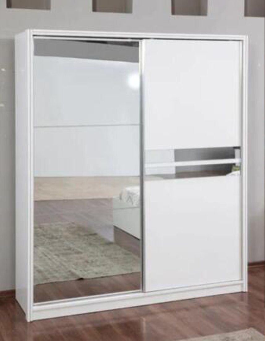 JVmoebel Kleiderschrank Weißer Moderner Kleiderschrank mit Spiegeltür Elegantes Möbelstück (Kleiderschrank) Made in Europe
