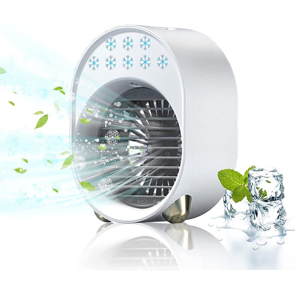 GelldG Tischturmventilator Luftkühler mit Verdunstungskühlung, Mini Ventilator, Klimaanlage weiß