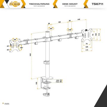 RICOO TS6711 Monitor-Halterung, (bis 32 Zoll, Tischhalterung 2 Monitore Dual Monitorständer Bildschirm schwenkbar)