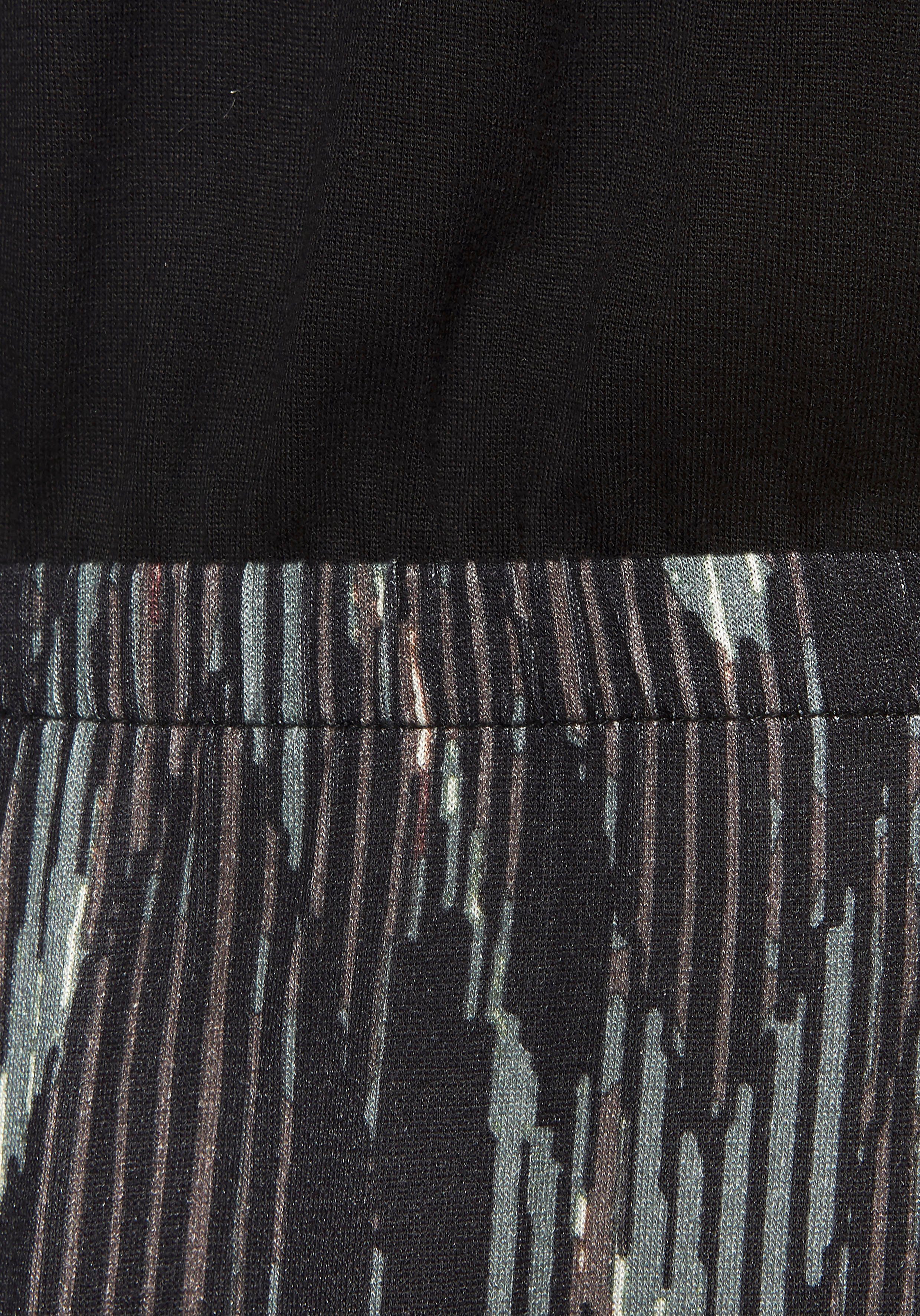 Vivance Jerseykleid mit bedrucktem Rockteil, kurzes Sommerkleid mit Gummizug