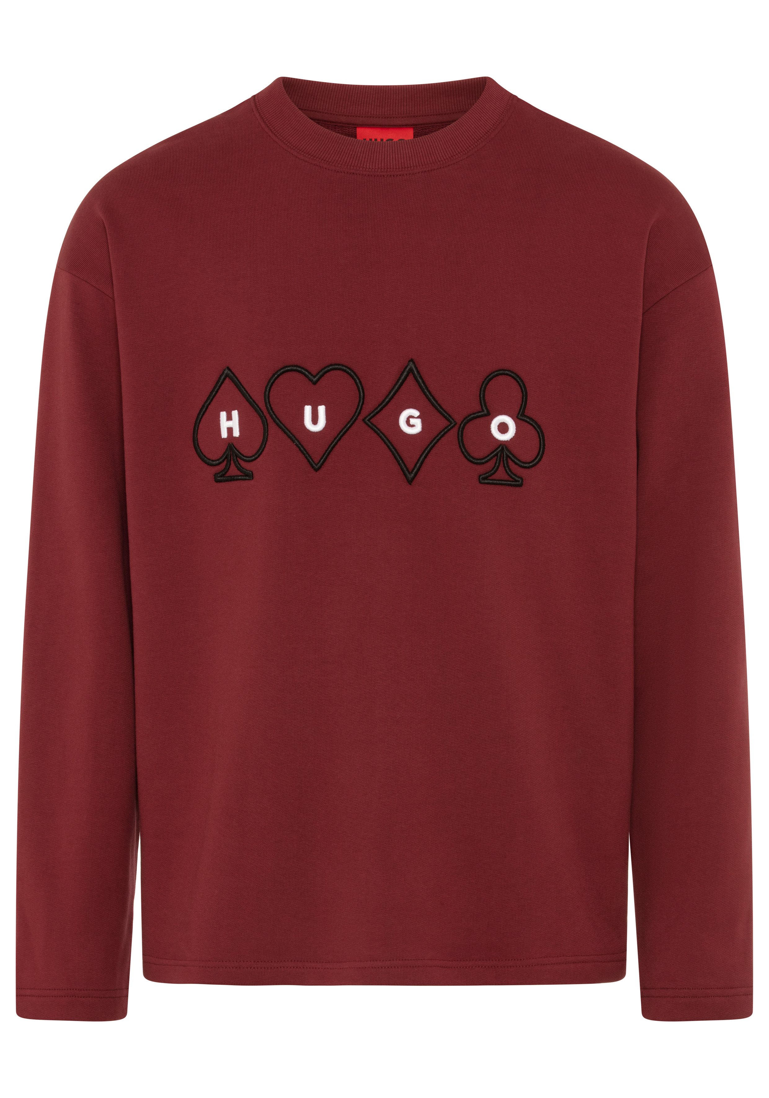 HUGO Sweatshirt Dewerlong mit Stickerei, Relaxed Fit, Rundhalsausschnitt