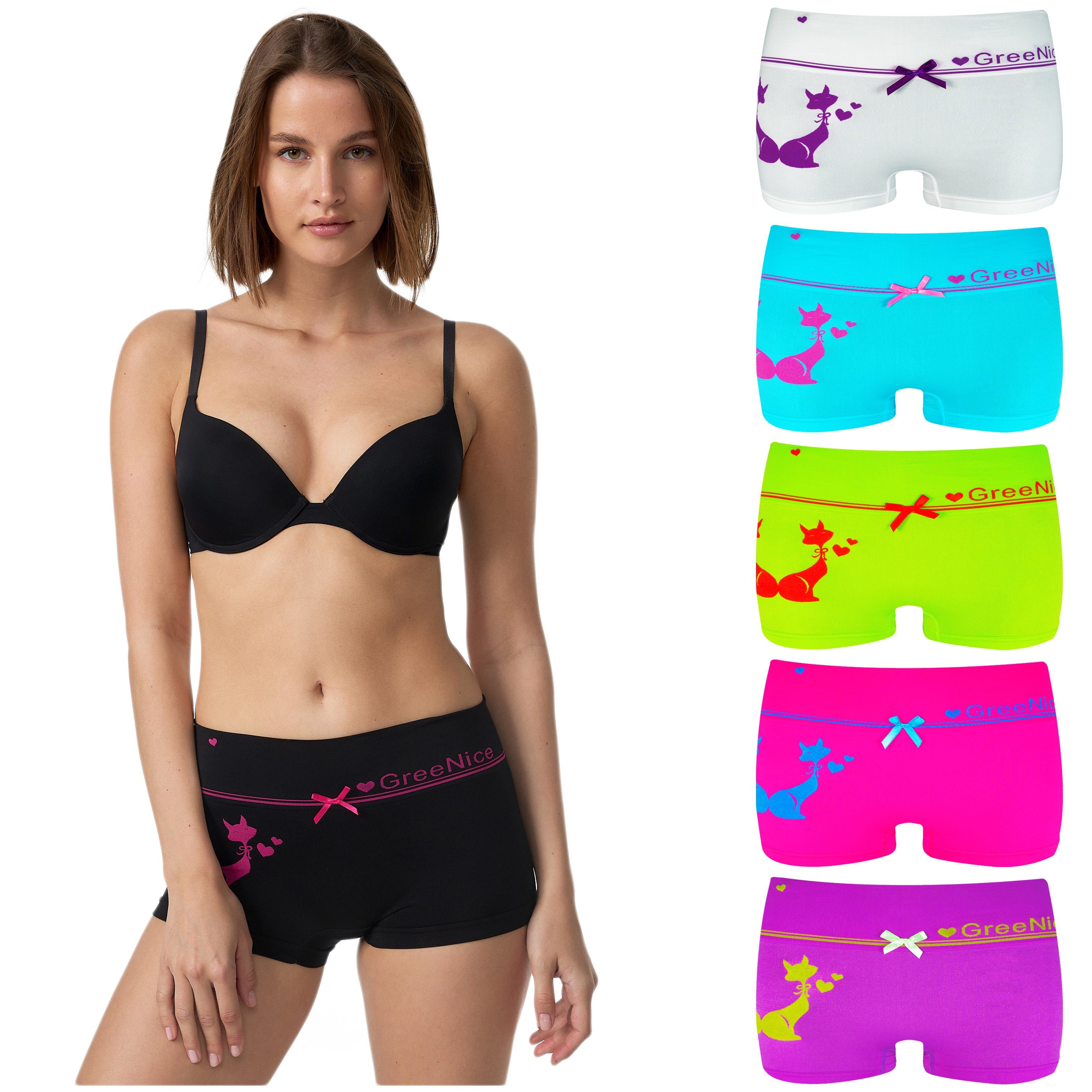 Fabio Farini Panty Damen Hotpants Unterhosen - Frauen Boxershorts Seamless  (Spar-Set, 6-St) angenehmes Tragegefühl ohne Nähte, zufällig ausgewählte  Farben