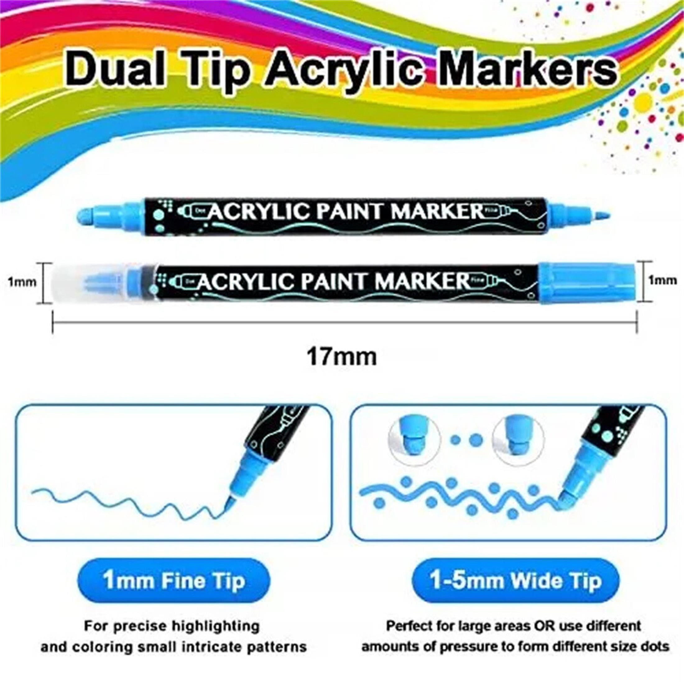 ibettertec Marker 25 Acrylstifte Marker Set, wasserfest, spülmaschinenfest, (1-5 mm, für Stein, Glas, Keramik, Holz, Kunsthandwerk) – Bild 5 von 5