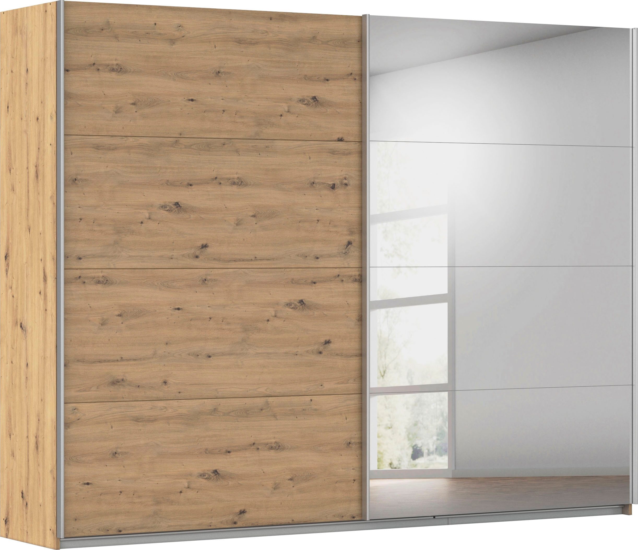 OTTO home Schwebetürenschrank Kleiderschrank Schrank Garderobe Schlafzimmerschrank THANOS (3 verschiedene Ausstattungen BASIC/CLASSIC/PREMIUM (inkl. SOFT-CLOSE) Optional mit Spiegel, Metall-Griffleisten alufarben MADE IN GERMANY