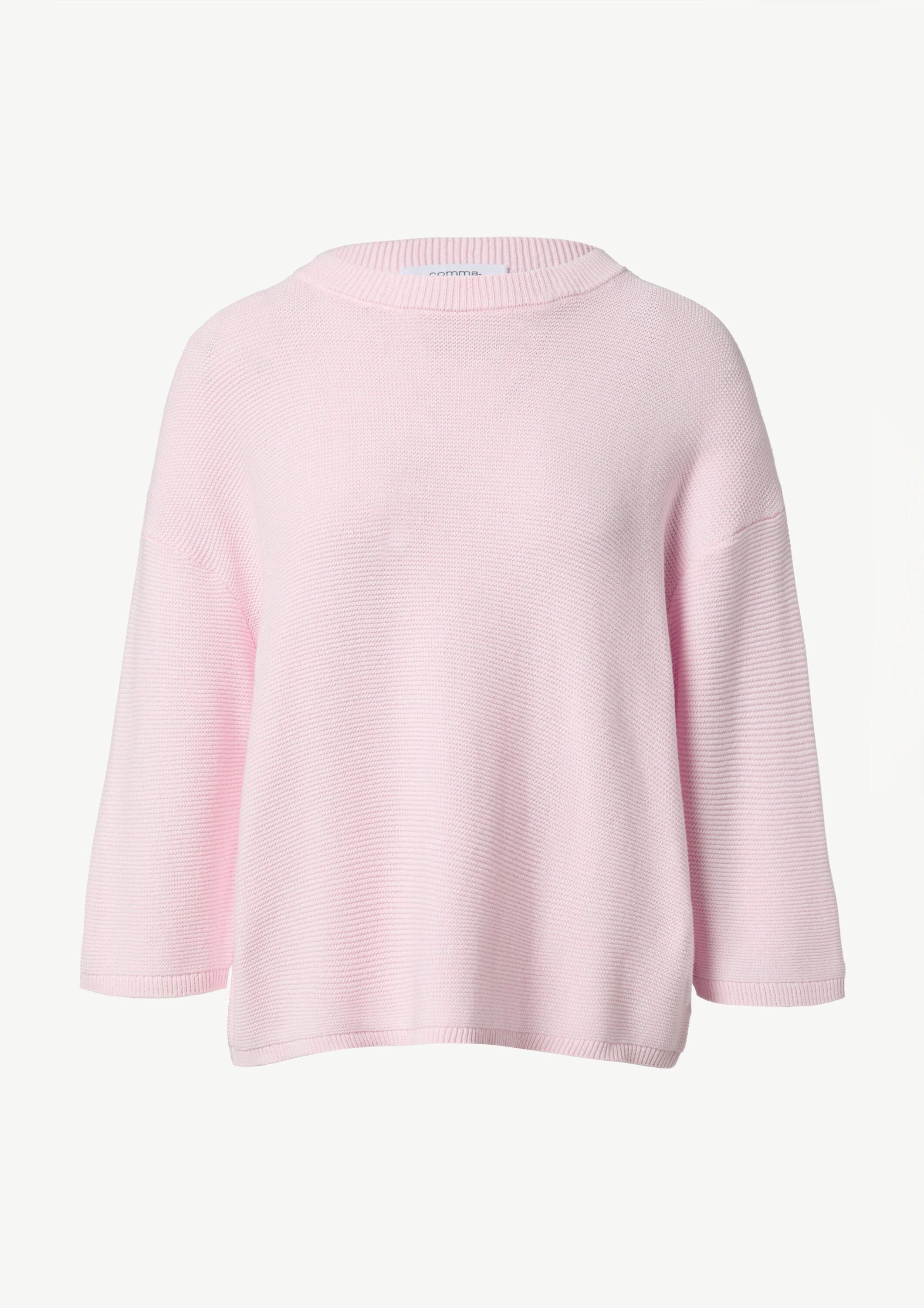 comma 3/4 Arm-Pullover Strickpullover Strickpullover im Relaxed Fit mit 3/4-Ärmeln