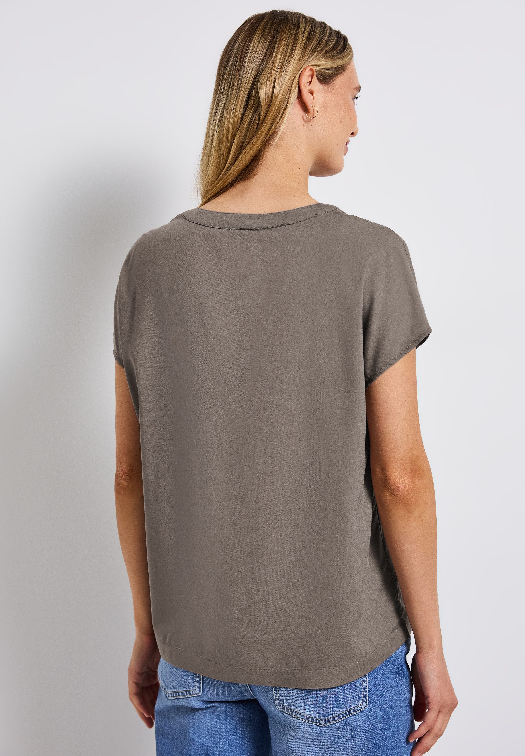 STREET ONE Kurzarmbluse Split Neck günstig online kaufen