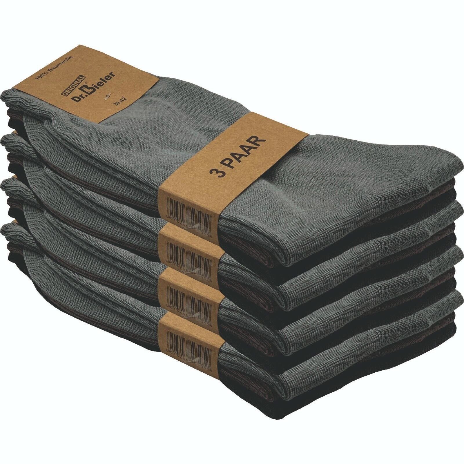GAWILO Basicsocken für Herren aus 100% Baumwolle - ohne Gummi - ohne drückende Naht (12 Paar) in schwarz, weiß & blau - für Preisbewusste in ansprechender Qualität grautöne