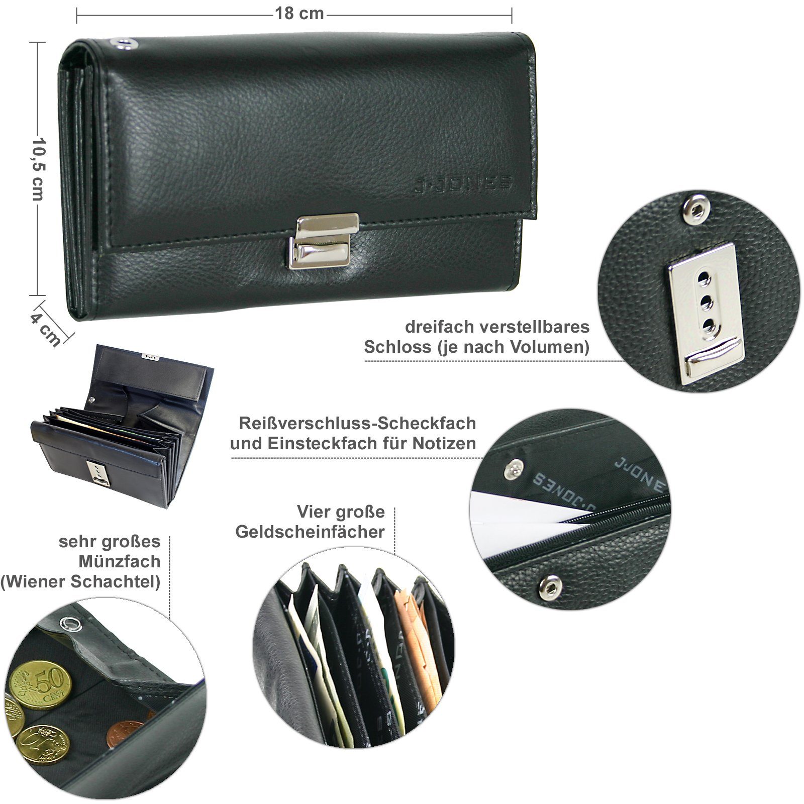 J JONES JENNIFER JONES Kellnerbörse Leder Taxibörse Großes Münzfach 4 Schei günstig online kaufen