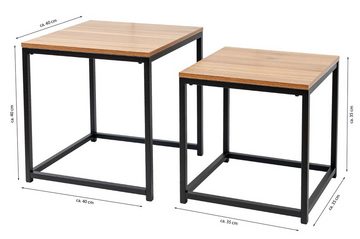 kamelshopping Beistelltisch 2er Set Beistelltisch in Holzoptik, auch ideal als Couchtisch oder Nachttisch, MDF-Holzplatte, Metallgestell, Holzoptik