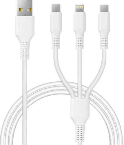Hanseatic Smartphone-Kabel, multifunktionelles 3 in1 Ladekabel, USB-C, Micro-USB, IP Anschluß