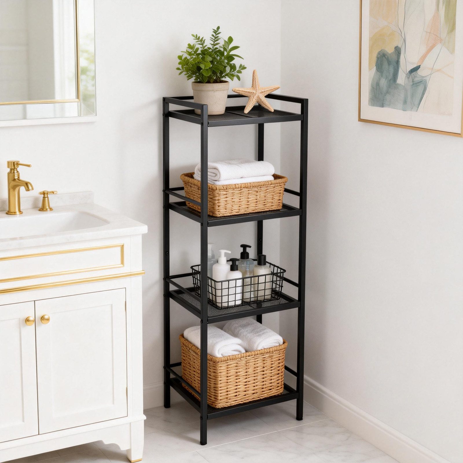 GarveeMore Bücherregal 3 /4 Tier Storage Rack Kohlenstoffstahl Bücherregal günstig online kaufen