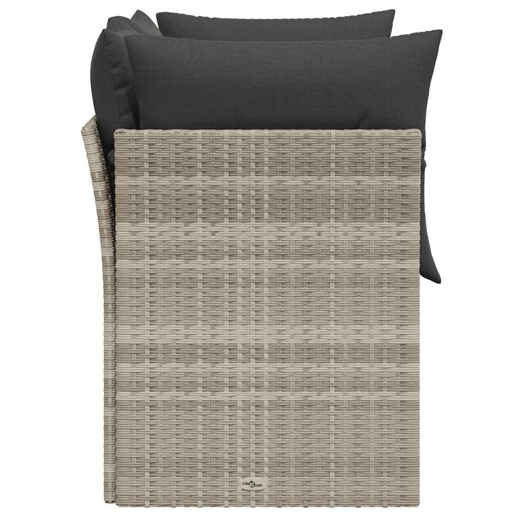vidaXL Loungesofa Gartensofa mit Kissen 2-Sitzer Hellgrau Poly Rattan, 1 Teile – Bild 5 von 5