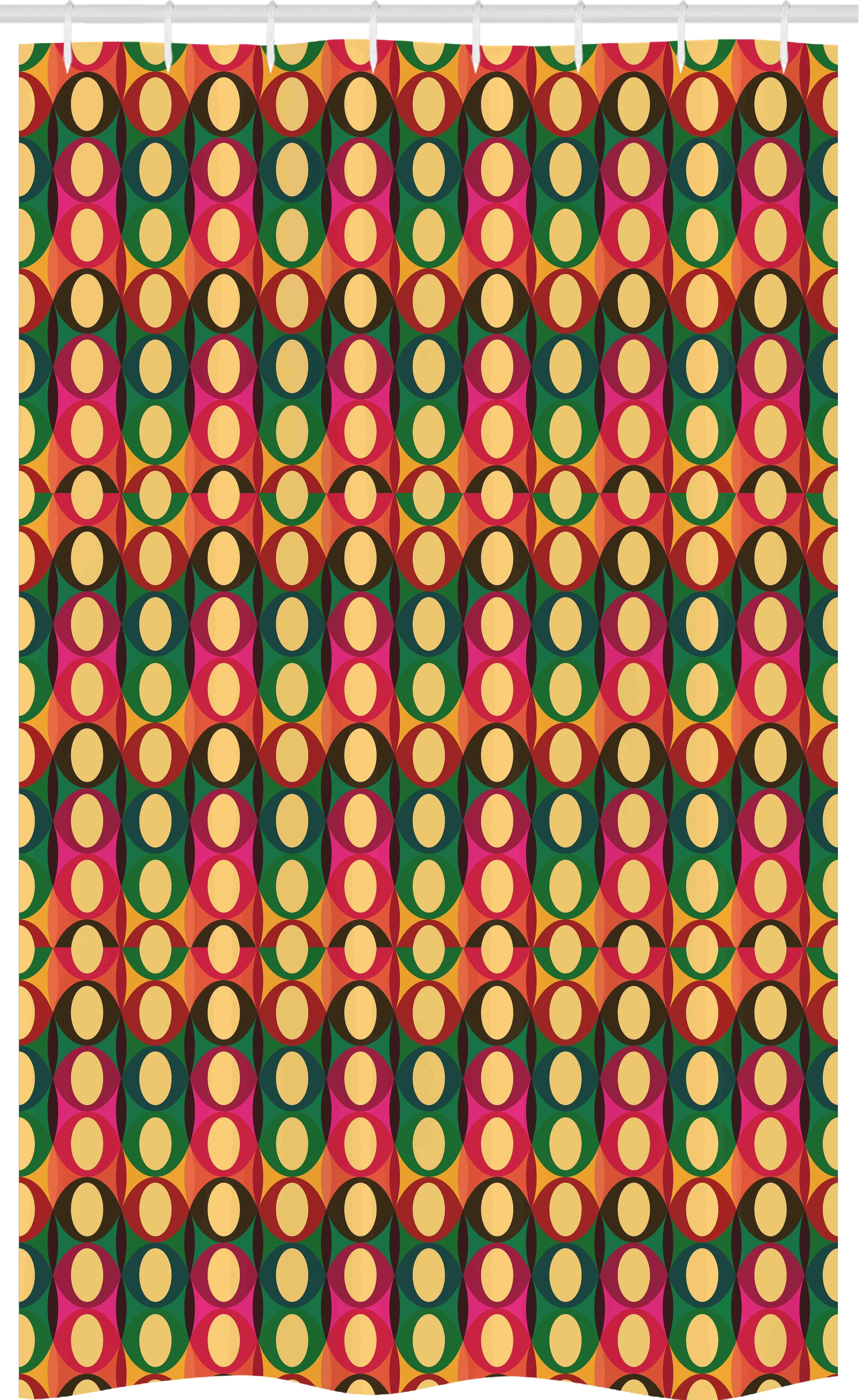 Abakuhaus Duschvorhang Badezimmer Deko Set aus Stoff mit Haken Breite 120 cm, Höhe 180 cm, Retro Pop-Art Geometrische Pastell